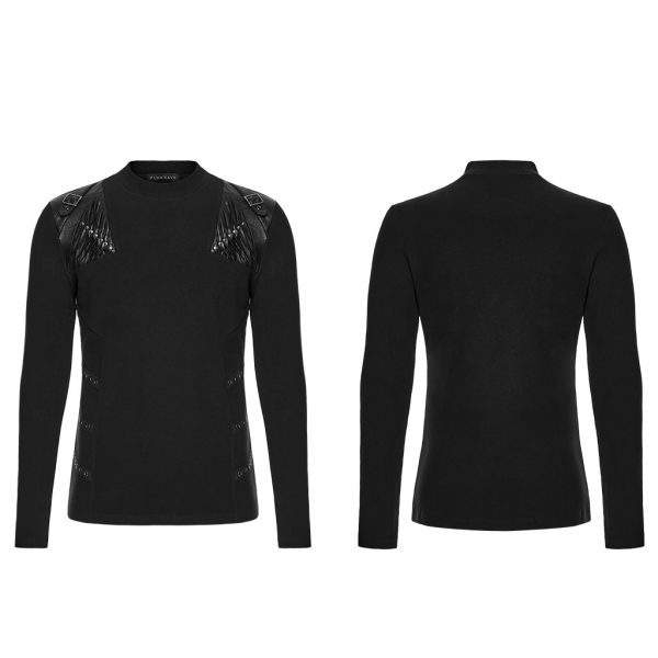 Punk Rave Jaxon PU Shoulder Detail Top