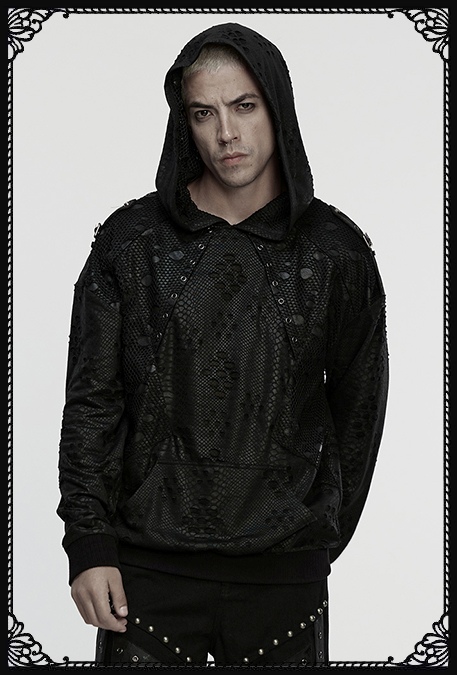 Punk Rave Orion Mesh Distressed Hoodie