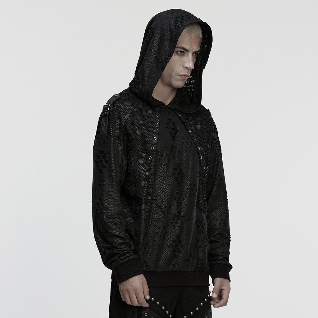 Punk Rave Orion Mesh Distressed Hoodie