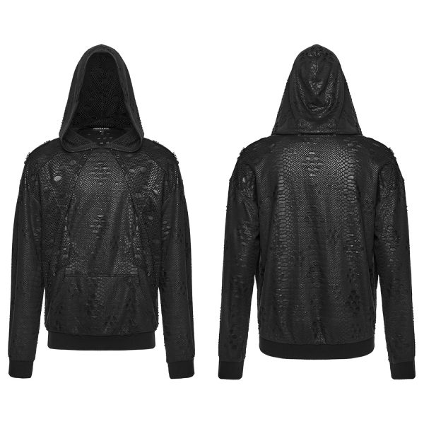 Punk Rave Orion Mesh Distressed Hoodie
