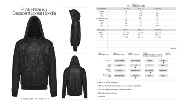 Punk Rave Orion Mesh Distressed Hoodie