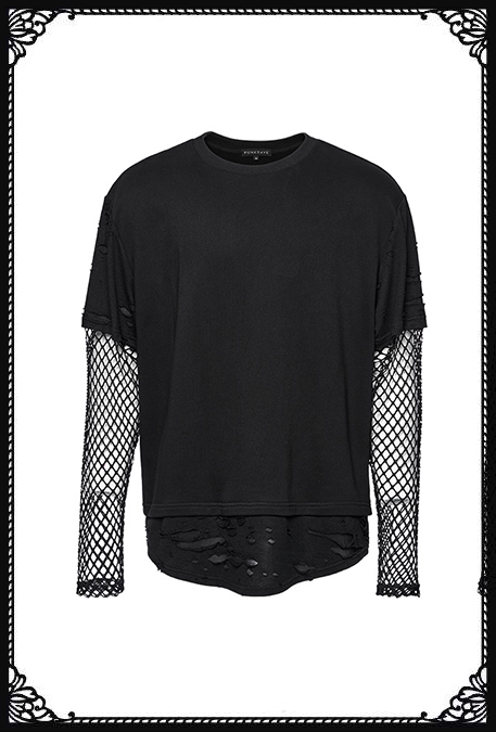 Punk Rave Tate Goth Layered Fishnet T-shirt