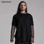 Punk Rave Tate Goth Layered Fishnet T-shirt