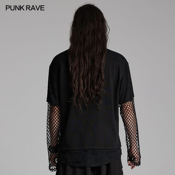 Punk Rave Tate Goth Layered Fishnet T-shirt