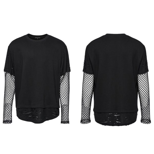 Punk Rave Tate Goth Layered Fishnet T-shirt