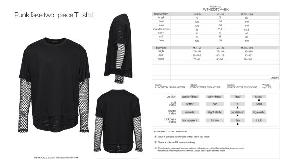 Punk Rave Tate Goth Layered Fishnet T-shirt