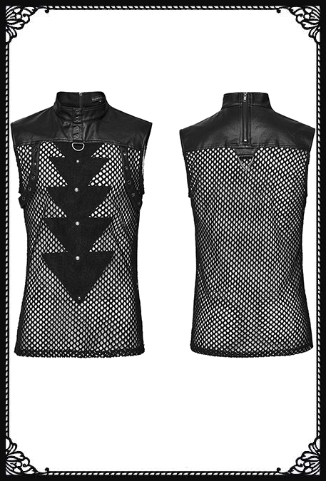 Punk Rave Fenrir Fishnet Faux Leather Vest