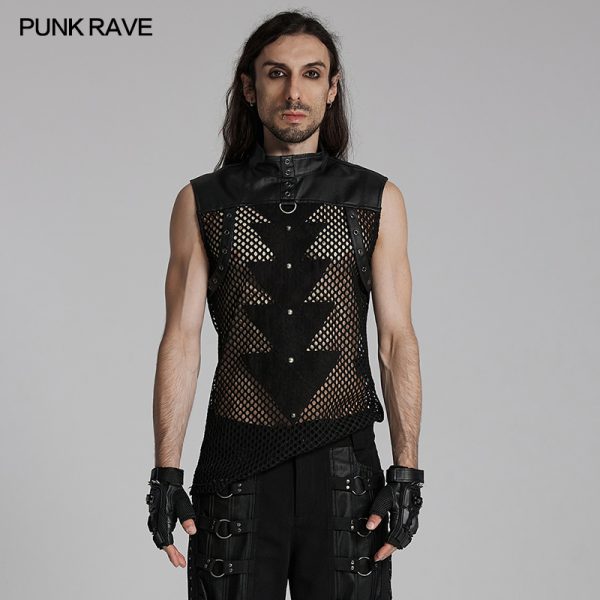 Punk Rave Fenrir Fishnet Faux Leather Vest