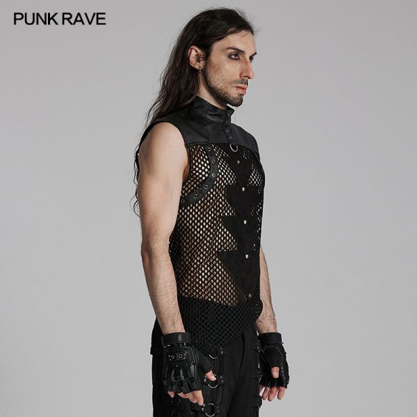 Punk Rave Fenrir Fishnet Faux Leather Vest