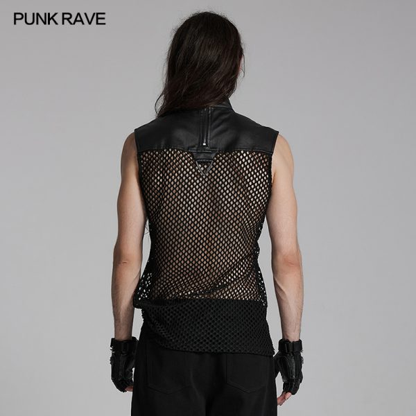 Punk Rave Fenrir Fishnet Faux Leather Vest