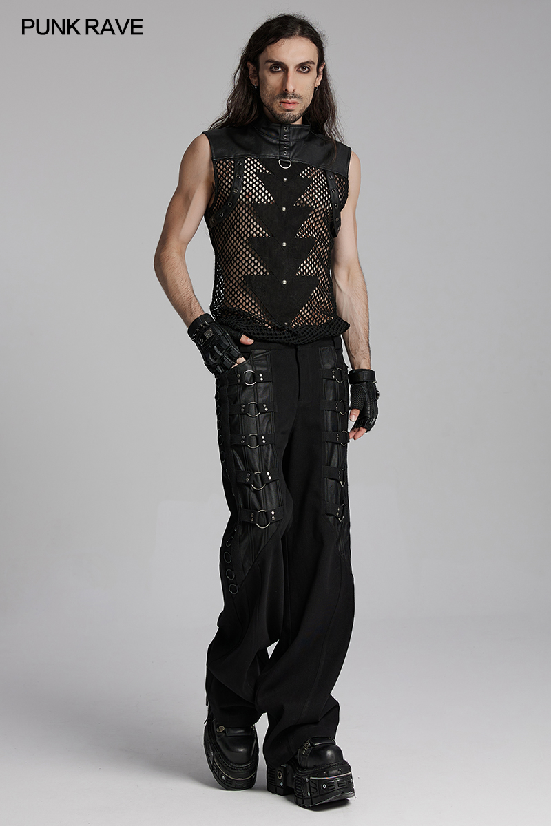 Punk Rave Fenrir Fishnet Faux Leather Vest