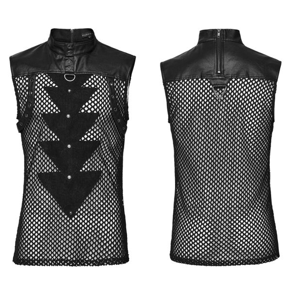 Punk Rave Fenrir Fishnet Faux Leather Vest