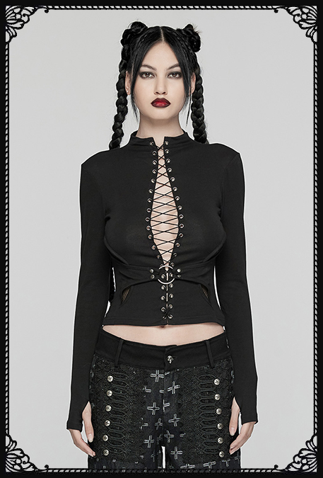 Punk Rave Crowd Killing Laced Up Top