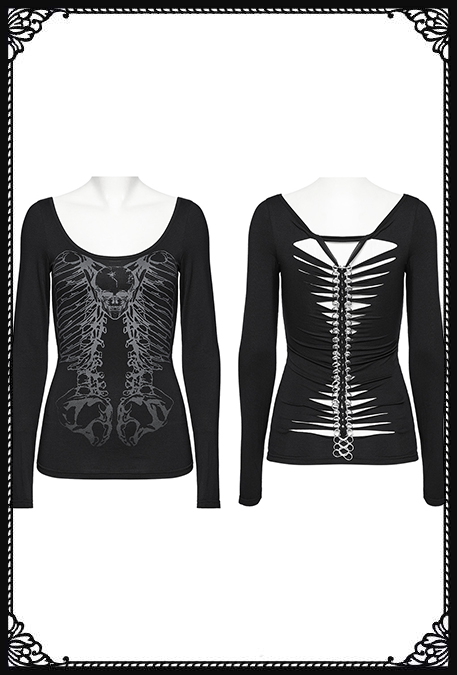 Punk Rave Cage Skull Ripped Top