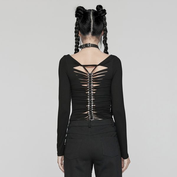 Punk Rave Cage Skull Ripped Top
