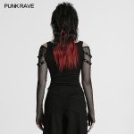 Punk Rave Batbaby Print Y2K Gothic Fishnet Top