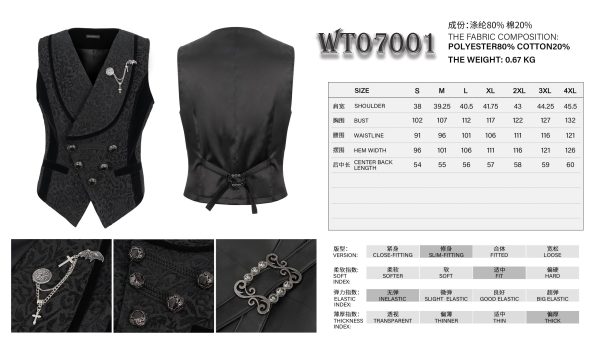 Devil Fashion Albert Black Waistcoat