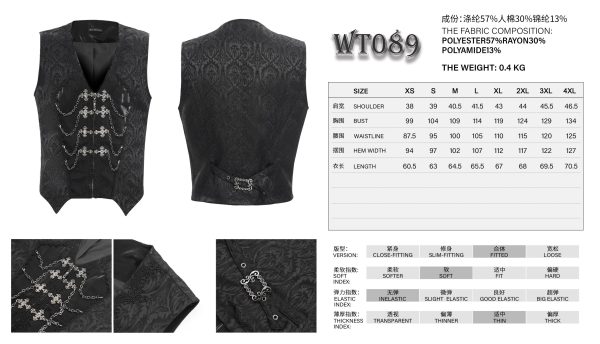 Devil Fashion Nikolas Gothic Cross Chain Waistcoat