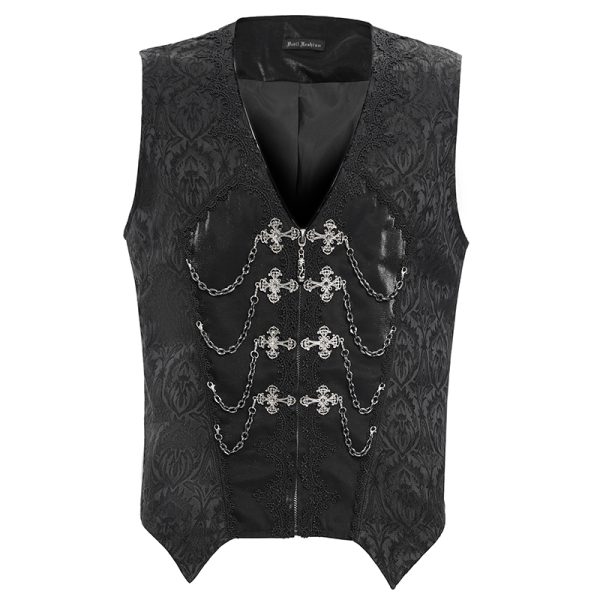 Devil Fashion Nikolas Gothic Cross Chain Waistcoat