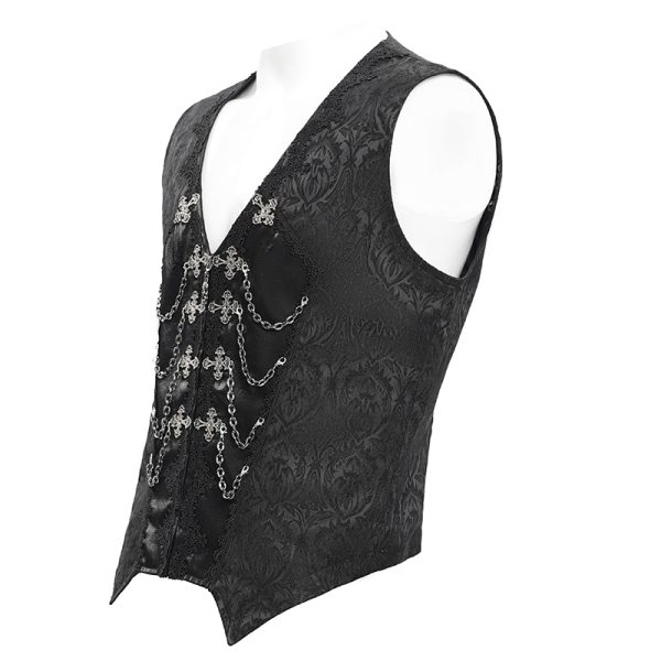 Devil Fashion Nikolas Gothic Cross Chain Waistcoat