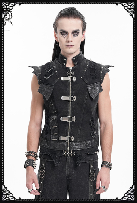 Devil Fashion Bullet Bat Gothic Denim Vest