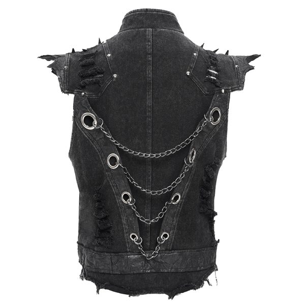 Devil Fashion Bullet Bat Gothic Denim Vest