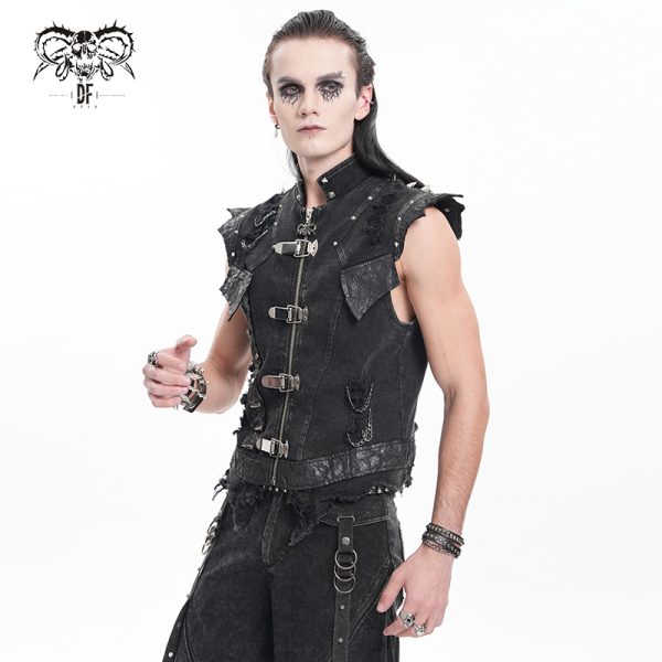 Devil Fashion Bullet Bat Gothic Denim Vest