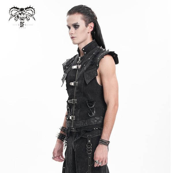 Devil Fashion Bullet Bat Gothic Denim Vest