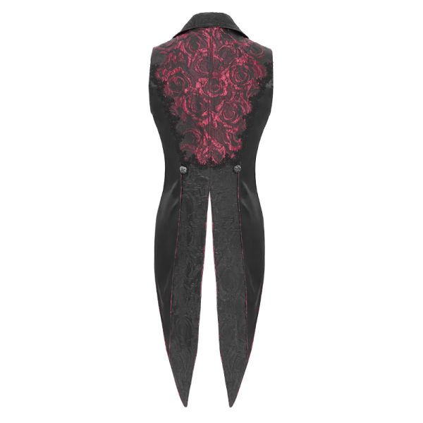 Devil Fashion Inferno Black/Red Cross Tail Waistcoat