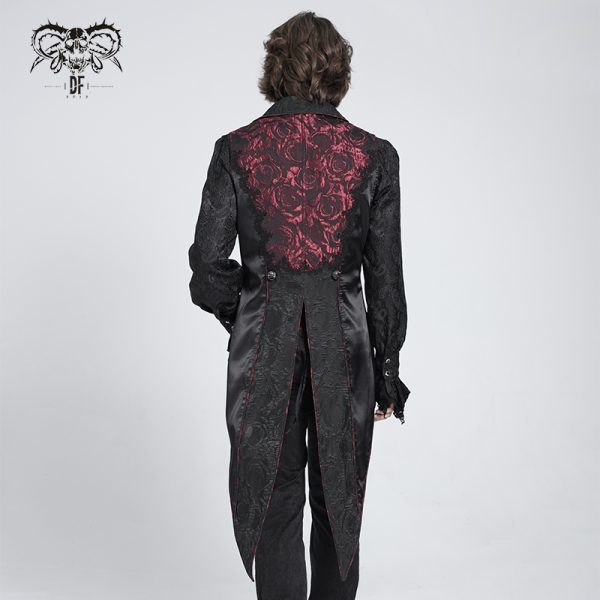 Devil Fashion Inferno Black/Red Cross Tail Waistcoat
