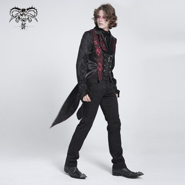 Devil Fashion Inferno Black/Red Cross Tail Waistcoat