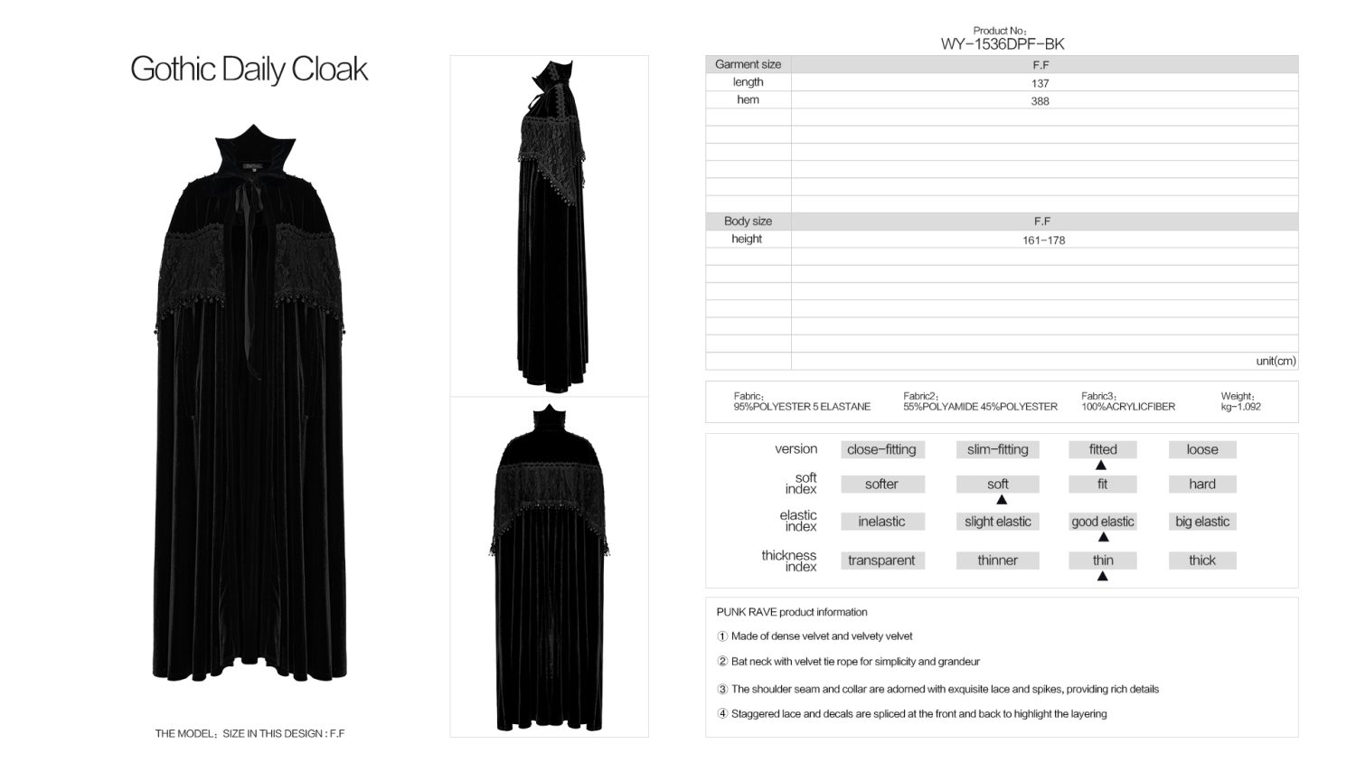 Punk Rave Raven Long Cape