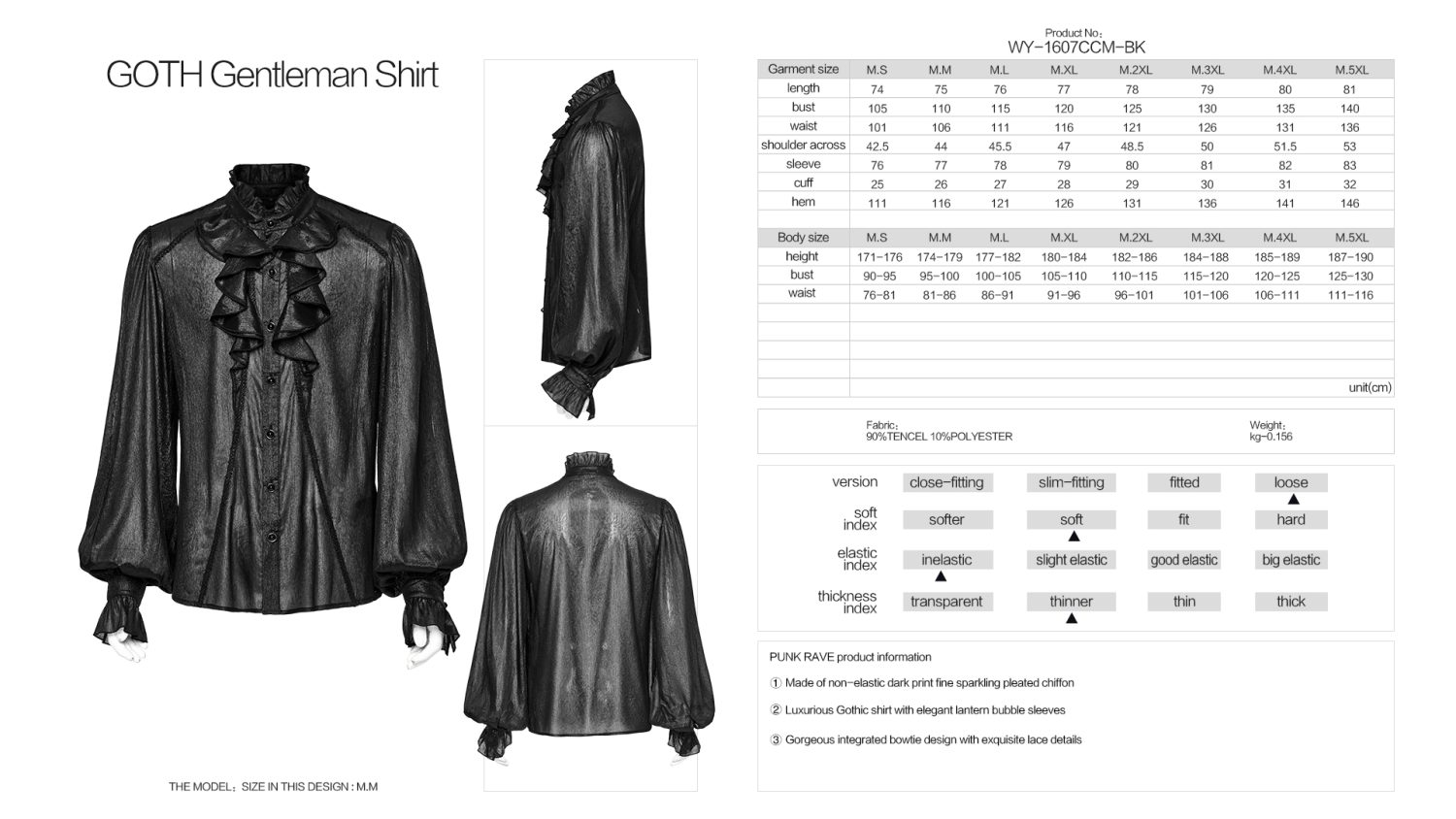 Punk Rave Marcel Frill Black Shirt