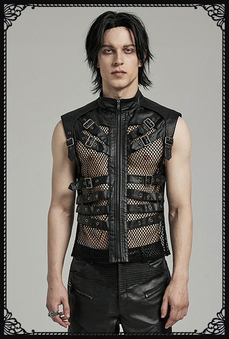 Punk Rave Kimaris Buckles Fishnet Vest