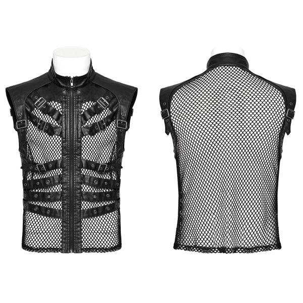 Punk Rave Kimaris Buckles Fishnet Vest