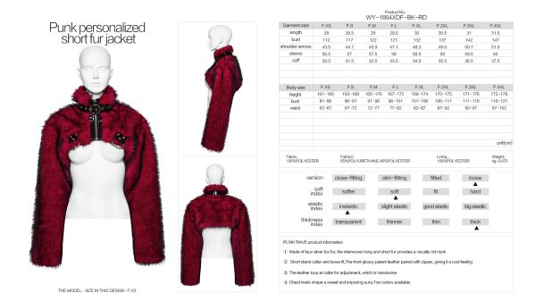 Punk Rave Devila Red Faux Fur Jacket