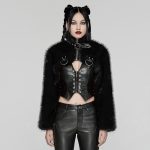 Punk Rave Devila Black Faux Fur Jacket