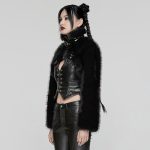 Punk Rave Devila Black Faux Fur Jacket