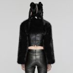 Punk Rave Devila Black Faux Fur Jacket