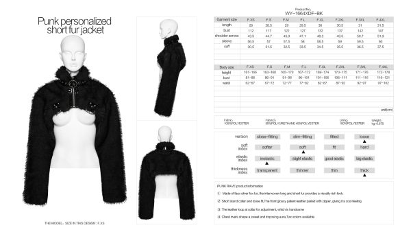 Punk Rave Devila Black Faux Fur Jacket