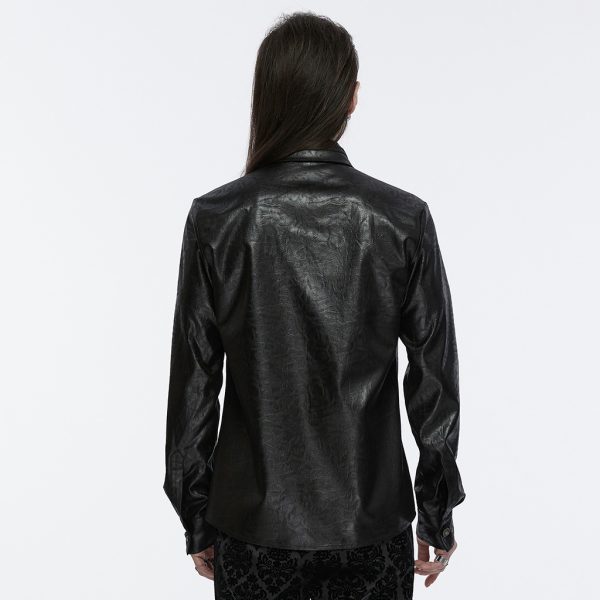 Punk Rave Cadell Faux Leather Collar Detail Shirt