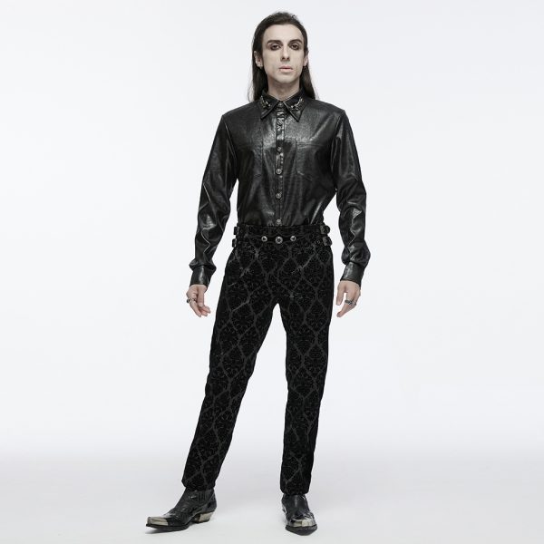 Punk Rave Cadell Faux Leather Collar Detail Shirt