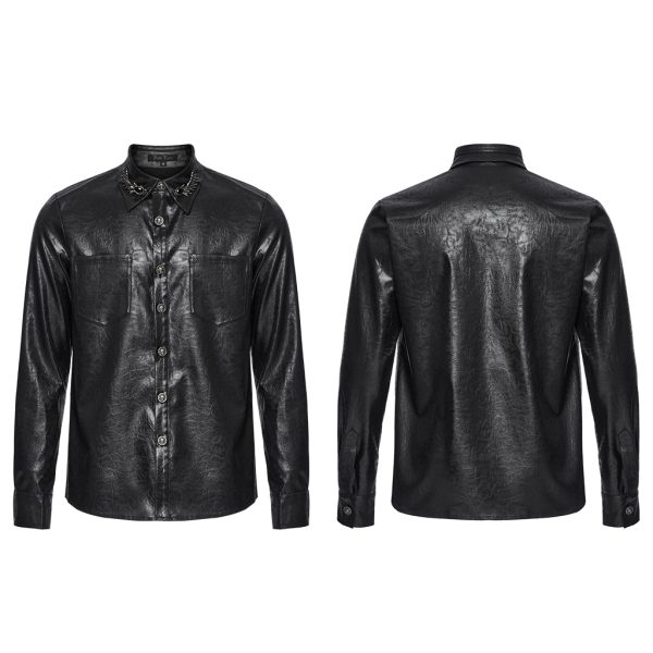Punk Rave Cadell Faux Leather Collar Detail Shirt