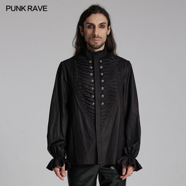 Punk Rave Amos Ribbed Black Shirt