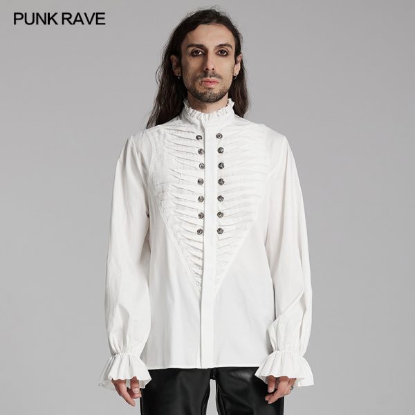 Punk Rave Amos Ribbed White Shirt