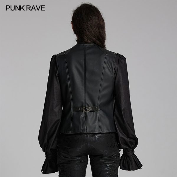 Punk Rave Western Goth Cowboy Concho PU Leather Vest