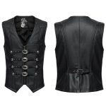 Punk Rave Western Goth Cowboy Concho PU Leather Vest