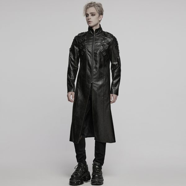 Punk Rave Black Echo Faux Leather Coat