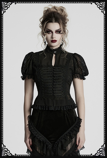 Punk Rave Black Whispers Cut Out Chest Lace Gothic Blouse