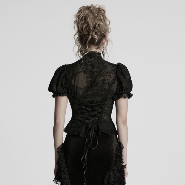 Punk Rave Black Whispers Cut Out Chest Lace Gothic Blouse
